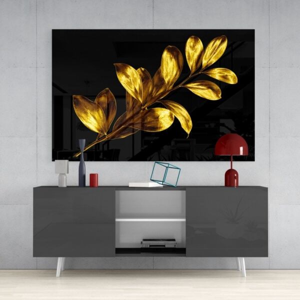 Sarı Yapraklar Cam Tablo