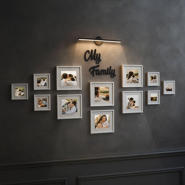 Sensörlü Yapışkanlı Kablosuz Led Aplik Siyah