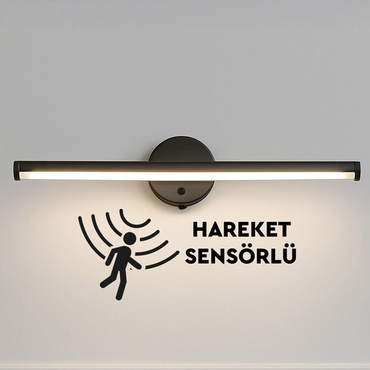 Sensörlü Yapışkanlı Kablosuz Led Aplik Siyah Beyaz