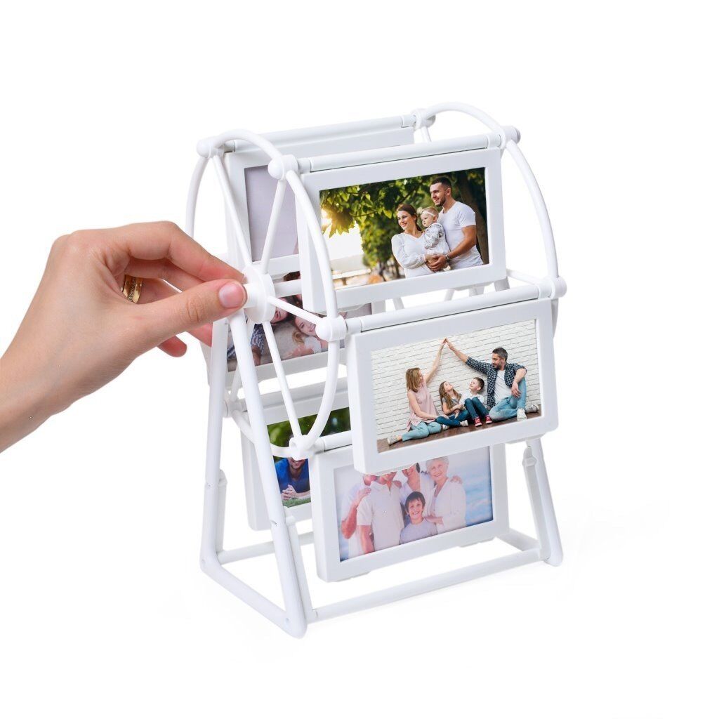 12 Fotoğraflı Küçük Boy Beyaz Dönme Dolap Çerçeve 16x11x25 cm