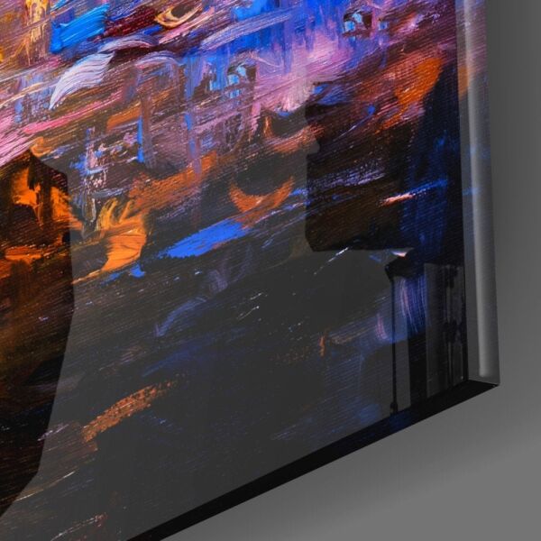 Lacivert Günbatımı Cam Tablo