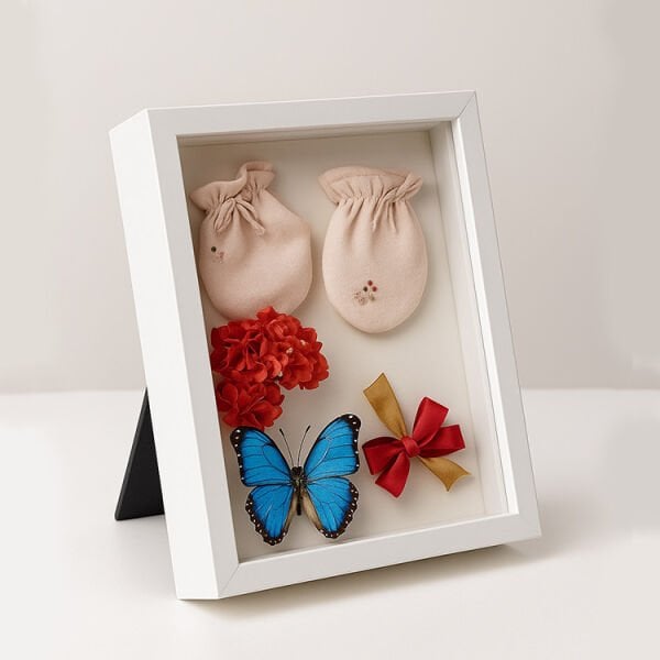 Ahşap Derin Hatıra Kutusu Beyaz 17x22 cm