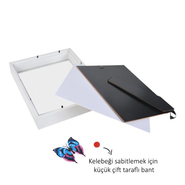 Ahşap Derin Hatıra Kutusu Beyaz 22x27 cm