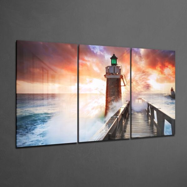 Deniz Feneri ve İskele Cam Tablo