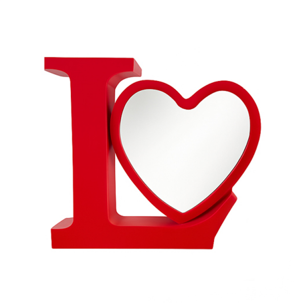 Fotoğraflı Love Sihirli Ayna 19x20 cm Kırmızı