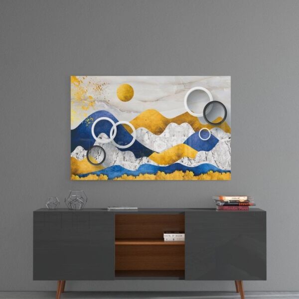 Renkli Dağlar Cam Tablo