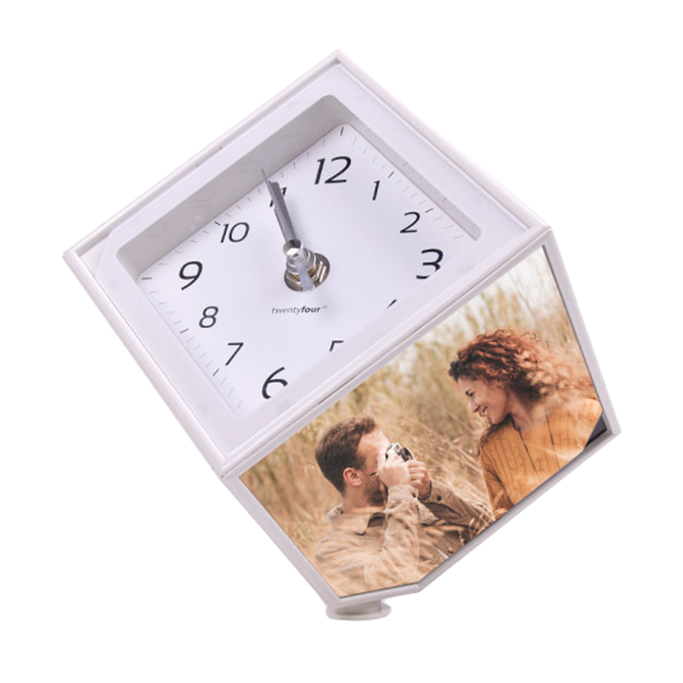 Saatli Küp Fotoğraf Çerçevesi 11x11 cm