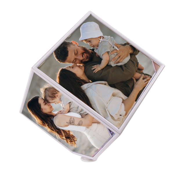Saatli Küp Fotoğraf Çerçevesi 11x11 cm