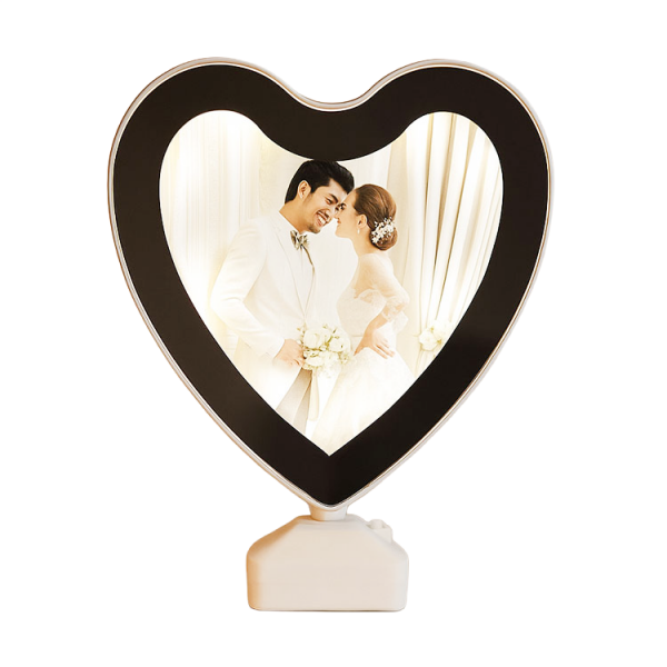 Sihirli Led Ayna Fotoğraf Çerçevesi (Kalpli) 18x23 cm