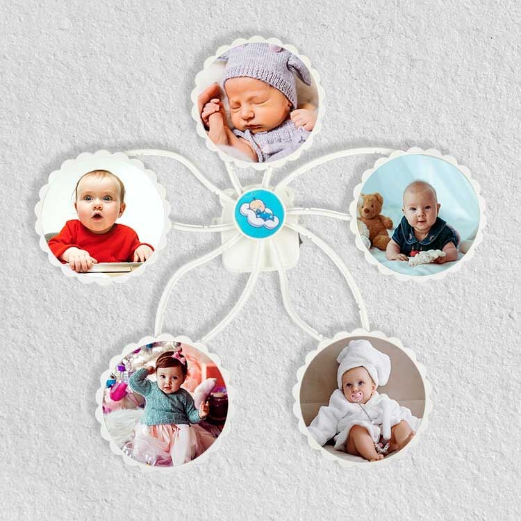 6 Fotoğraflı Hareketli Yuvarlak Duvar Çerçevesi 55x60 cm