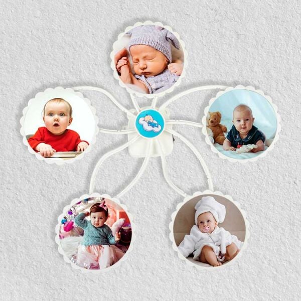 6 Fotoğraflı Hareketli Yuvarlak Duvar Çerçevesi 55x60 cm