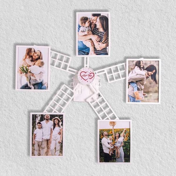 6 Fotoğraflı Hareketli Değirmen Duvar Çerçevesi 55x60 cm