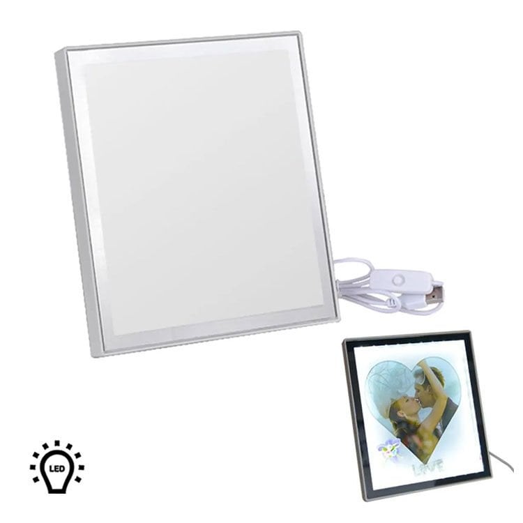 Sihirli Led Ayna Fotoğraf Çerçevesi (Kalpli) 18x21 cm