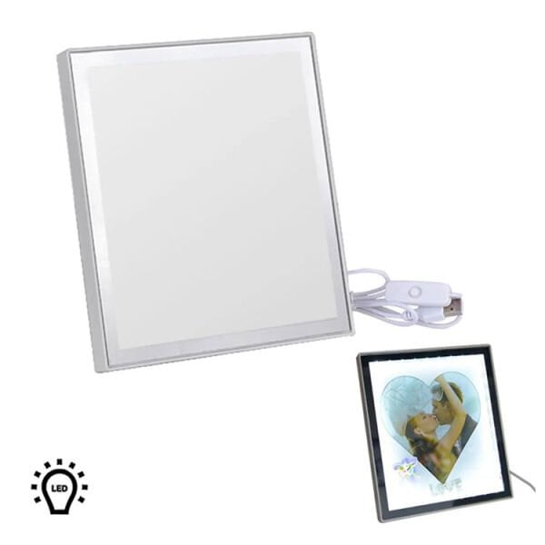 Sihirli Led Ayna Fotoğraf Çerçevesi (Kalpli) 18x21 cm