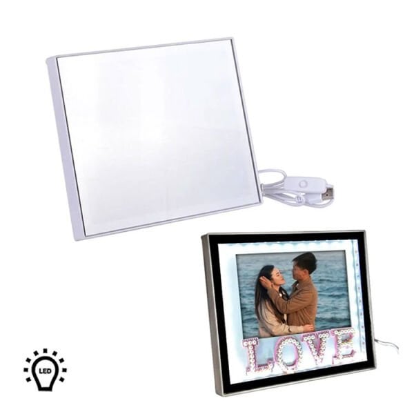 Sihirli Led Ayna Fotoğraf Çerçevesi (Love) 21x18 cm