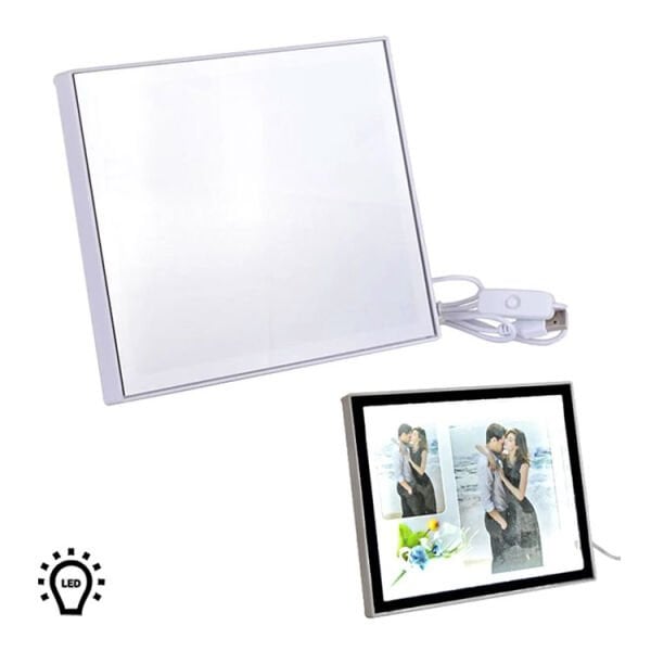 2 Fotoğraflı Sihirli Led Ayna Fotoğraf Çerçevesi 21x18 cm