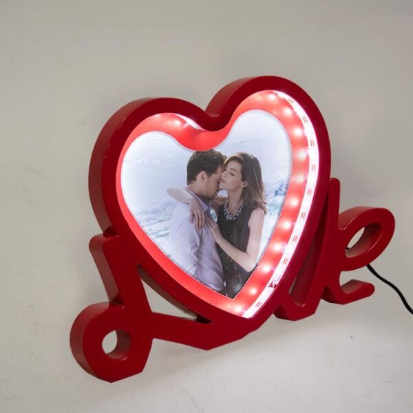 Sihirli Led Ayna Fotoğraf Çerçevesi (Love) 24x16 cm