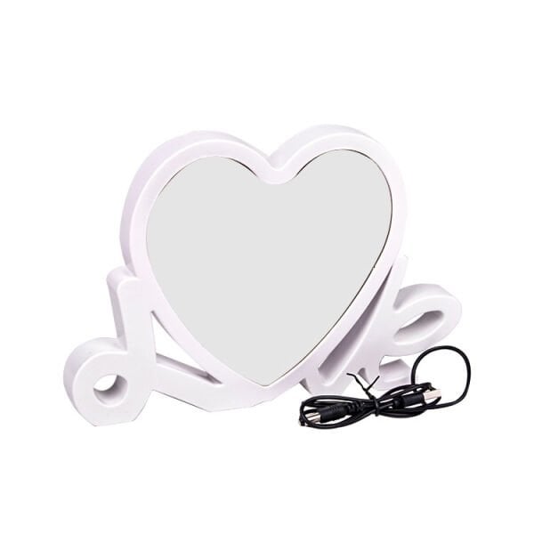 Sihirli Led Ayna Fotoğraf Çerçevesi (Love) 24x16 cm Beyaz