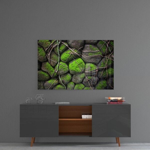 Yosunlu Taşlar Cam Tablo