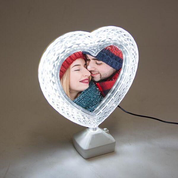 Sihirli Led Ayna Fotoğraf Çerçevesi Kristal Kalpli 20x24 cm