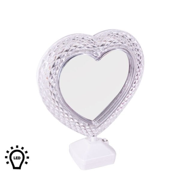Sihirli Led Ayna Fotoğraf Çerçevesi Kristal Kalpli 20x24 cm