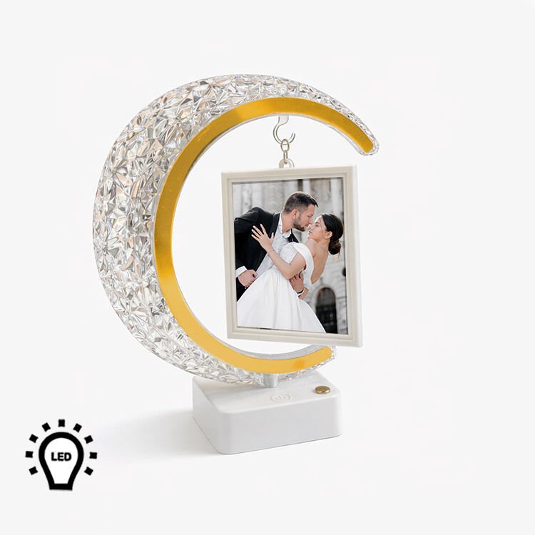 Ledli Kristal Hilal Fotoğraf Çerçevesi 21x25 cm