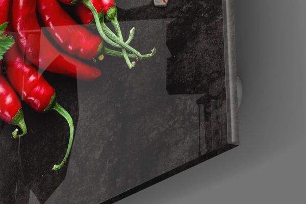 Kırmızı Biberler Cam Tablo