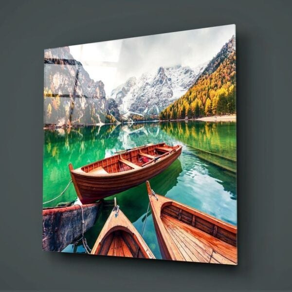 Göl ve Dağ Manzaralı Cam Tablo No:2060