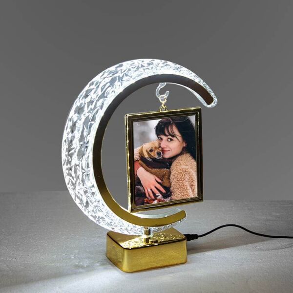 Ledli Kristal Hilal Fotoğraf Çerçevesi Dikdörtgen 20x25 cm