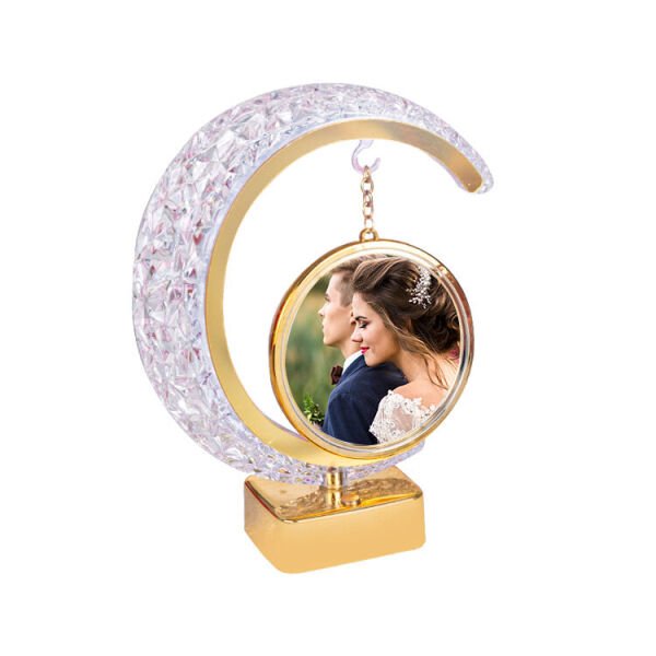 Ledli Kristal Hilal Fotoğraf Çerçevesi Yuvarlak 20x25 cm