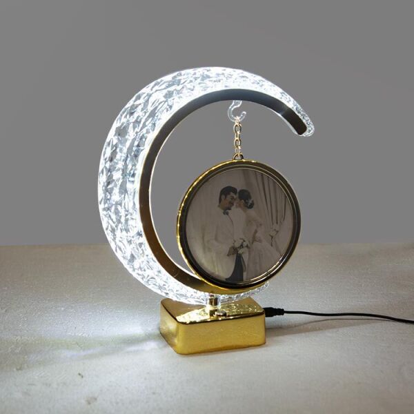 Ledli Kristal Hilal Fotoğraf Çerçevesi Yuvarlak 20x25 cm