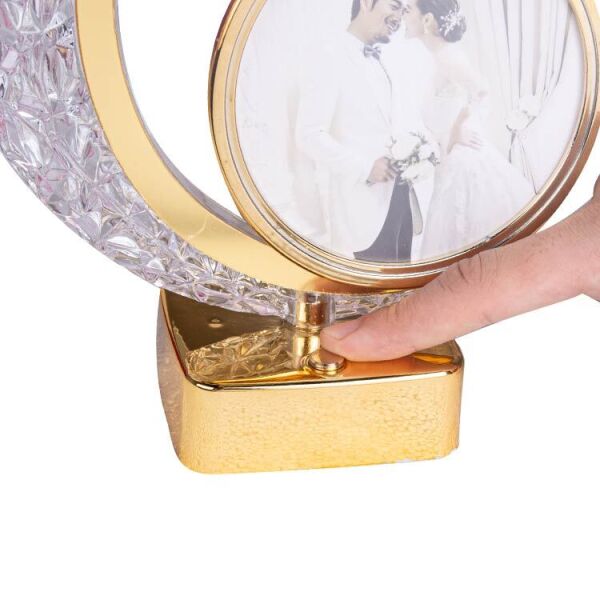 Ledli Kristal Hilal Fotoğraf Çerçevesi Yuvarlak 20x25 cm