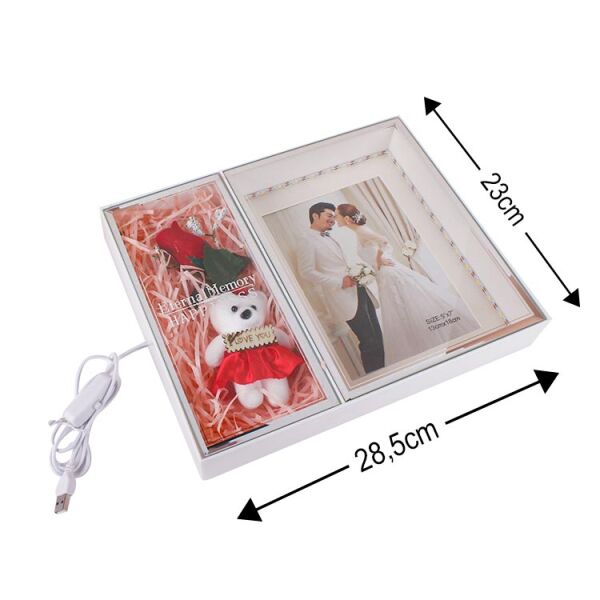 3D Led Işıklı Ayıcıklı Fotoğraf Çerçevesi 28x23 cm