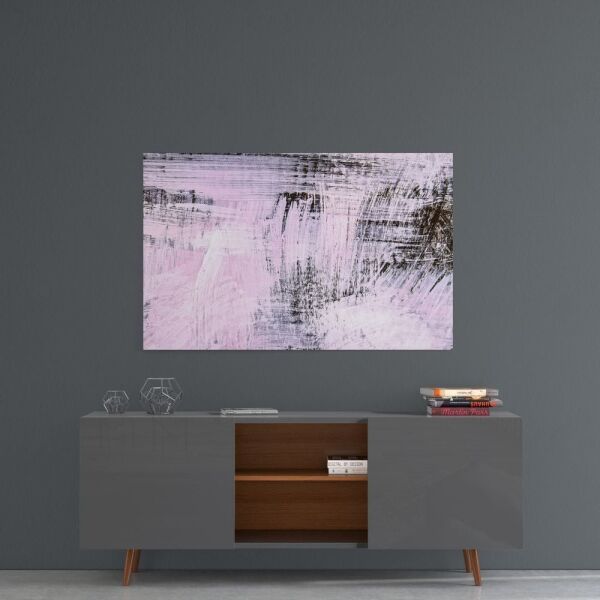 Pembe Fırça Darbeleri Cam Tablo