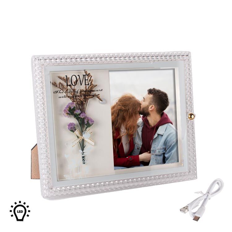 Ledli Çiçekli Fotoğraf Çerçevesi 27x22 cm