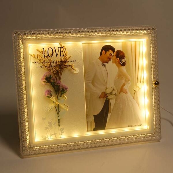 Ledli Çiçekli Fotoğraf Çerçevesi 27x22 cm