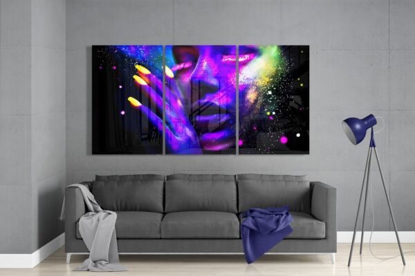 Neon Kadın Cam Tablo