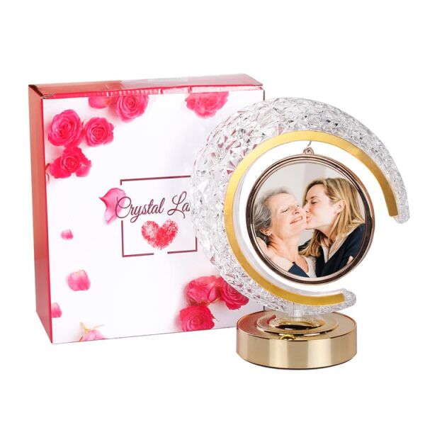 Ledli Kristal Hilal Fotoğraf Çerçevesi Yuvarlak 21x25 cm