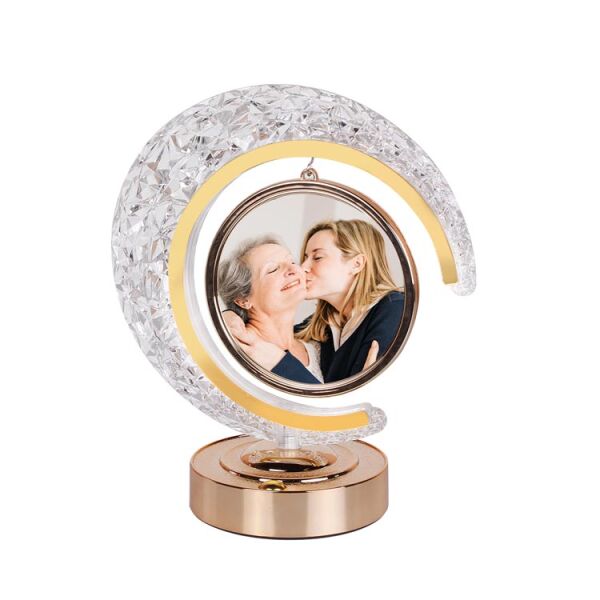 Ledli Kristal Hilal Fotoğraf Çerçevesi Yuvarlak 21x25 cm