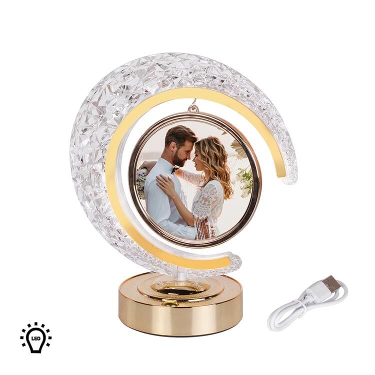 Ledli Kristal Hilal Fotoğraf Çerçevesi Yuvarlak 21x25 cm