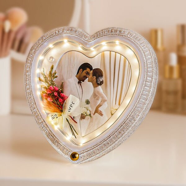 Ledli Kristal Kalpli Fotoğraf Çerçevesi 23x23 cm