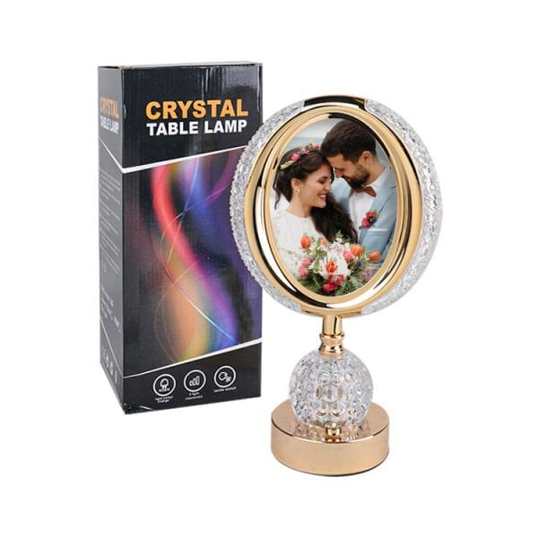 Ledli Kristal Masa Lambası Fotoğraflı 20x34 cm