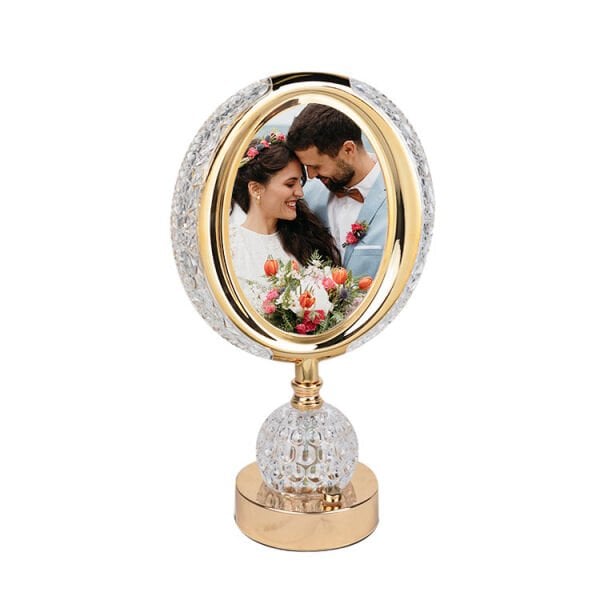 Ledli Kristal Masa Lambası Fotoğraflı 20x34 cm