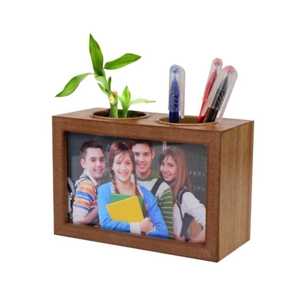 Ahşap Çift Taraflı Kalemlik Fotoğraf Çerçevesi