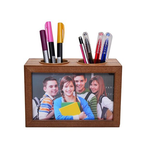 Ahşap Çift Taraflı Kalemlik Fotoğraf Çerçevesi