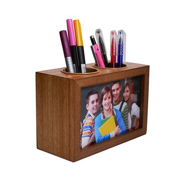Ahşap Çift Taraflı Kalemlik Fotoğraf Çerçevesi