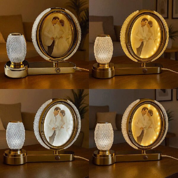 Ledli Kristal Vazolu Fotoğraf Çerçevesi 25x28 cm