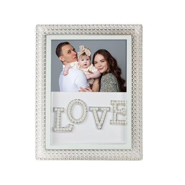 Led Işıklı İnci Taşlı Love Kristal Fotoğraf Çerçevesi 20x25 cm