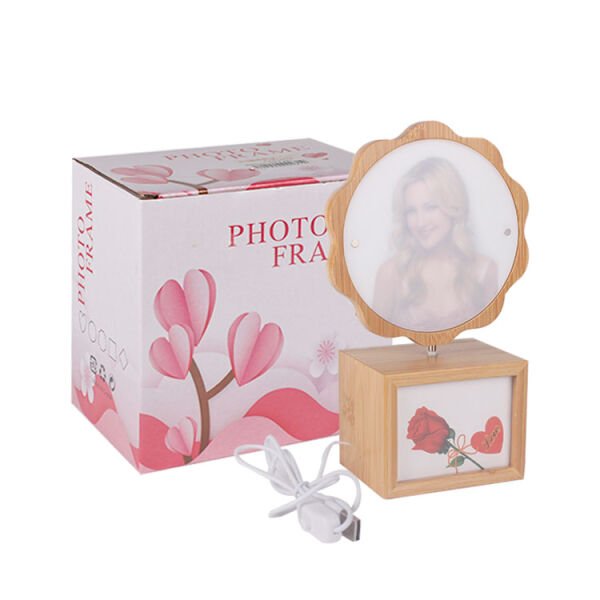 4 Fotoğraflı Ledli Dönen Papatya Fotoğraf Çerçevesi 14x24 cm