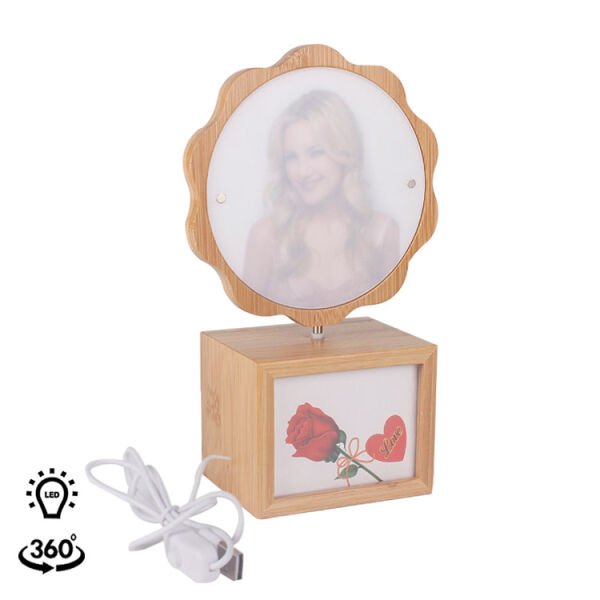 4 Fotoğraflı Ledli Dönen Papatya Fotoğraf Çerçevesi 14x24 cm